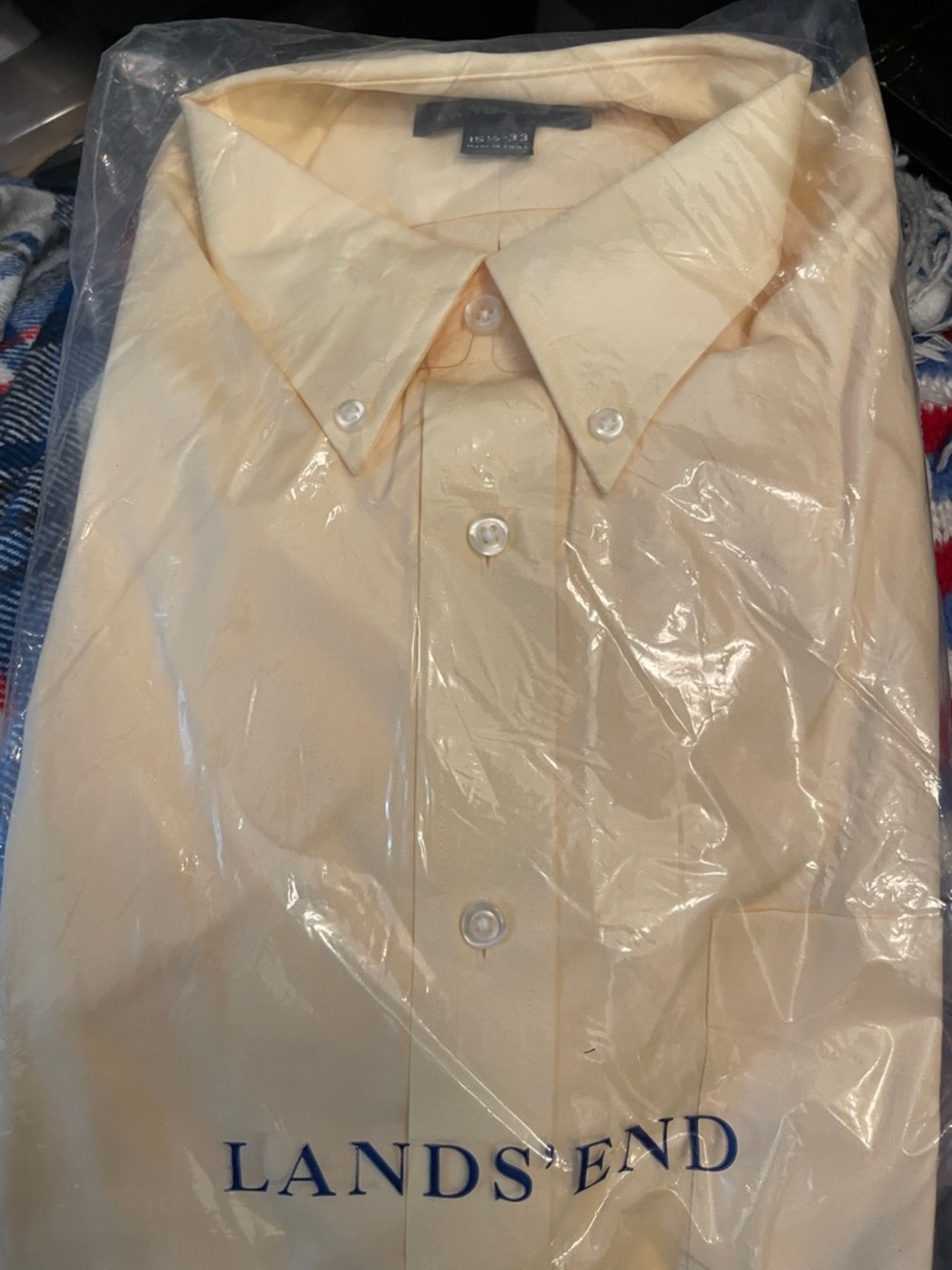 Lands' End Men’s Button-Down Shirt in straw yellow